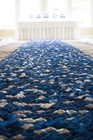 Blue And White Silk Flower Aisle Runner Hand Made And Custom 