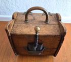 Antique English Oak Wood Copper Handle Coal Bin Scuttle Fireside Victorian Box
