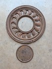 Antique Cast Iron Ornate Stove Pipe Collar Chimney Flue Cover Complete