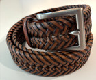Men s Brown Bonded Leather Woven Braided Belt - Size 34