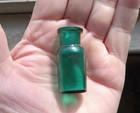1880s Pretty Teal Green 3 Pc Mold Blown Tiny 1 3 4 tall Medicine Bottle