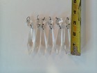 5 Vintage Antique Crystal Prisms Spears Drops 3 1 4  Lamps Decor Glass And Brass