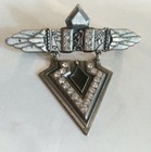 Vintage  duri  Art Deco Revival Brooch Enamel Rhinestone Geometric Pin Signed