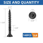  8 X 1-5 8  Heavy-duty Deck Screws - Black Long Outdoor Wood Screws  Torx Drive