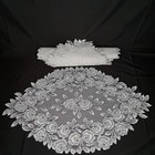 Vintage White Floral Lace Oval Placemat Lot Of 9 Cottagecore Shabby Chic 1980s