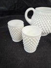 Fenton Squat Jug Pitcher  3965   4 Juice Tumbler  3945 Set Milk Glass Hobnail