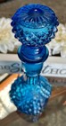 Electric Blue Genie Bottle Empoli Mid Century Decanter Fruit Design 12  Tall