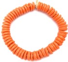 Ghana Handmade Recycled Glass Opaque Orange Disk African Trade Beads