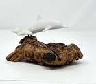 John Perry Mcm Burl Wood Nautical 2 Dolphin Baby Ocean Sculpture Coastal Beach