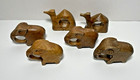Napkin Ring Holders Carved Wood Camels Elephants Set Of 6 Vtg