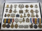 Wwi Medals Trios Lot And Cap Badges Collection