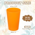 6pcs Plastic Drinking Cups  8 8oz Unbreakable Water Tumblers  Orange