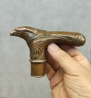 Victorian Old Bronze Hand Carved Eagle Statues Antique Cane Walking Stick Head