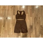 Gymshark Whitney Simmons Sport Bra And Rouched Shorts Set Size Small Brown Yoga