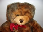 Dan Dee Brown Teddy Bear Red Sheer Ribbon Bow Plush 10 
