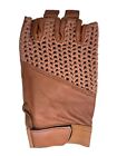 Leather Crochet Cycling   Bicycle Gloves - Vintage   tan 