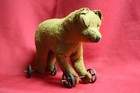Rare Antique 1918-1920 Steiff Pull Toy Stuffed Bear   woven Fabric   On Wheels