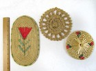 5 Vintage Woven Natural Straw Rattan Raffia Trivet Hot Pads Boho Neutral
