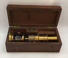 Rare Vintage Brass Microscope   Full Set   Wooden Box