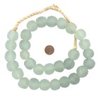 Jumbo Clear Aqua Recycled Glass Beads 23mm Ghana African Sea Glass Green Round