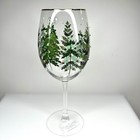 Christmas Tree Wine Glasses Rhinestone Gold Rim Holiday Cocktail Barware