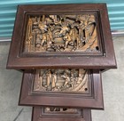 Vintage Chinese Carved Wood Nesting Accent Side Tables -  Set Of 4