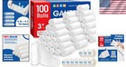 Versatile 100 Pack Gauze Rolls - 3in X 4 1 Yards With 6 Medical Tapes Included 