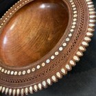 Hand Carved Hardwood Pedestal Base  Kava Bowl 37cm Mop Inlay  Oceania Pacific