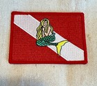 Mermaid Flag Patch Embroidered Iron-on Scuba Diving Red Diver Down Emblem Female