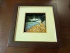 Framed Royal Delft Cloisonne Tile With Steam Ships Antique Porceleyne Fles
