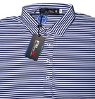 Rlx Ralph Lauren Performance Golf Blue white Striped Polo Shirt Men s Size Large