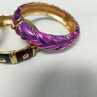 Trio Of Vintage Enameled Hinged Bangle Clamper Bracelets 2 25-2 50