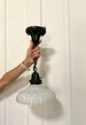Antique 1920 s Victorian Hanging Ceiling Light Fixture Vtg Pendnat Milk Glass