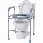 Raised Toilet Seat With Handles Adjustable Height 20-25 Inch Stainless Steel Fra