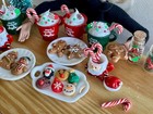 1 6 Dollhouse Miniature Christmas Hot Chocolate Santa Mug Gingerbread Cookies