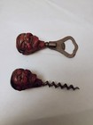 Vintage 1950s Made In Italy Anri Art Hand Carved Wooden Man Face Bottle Openers 