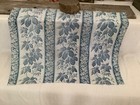 Antique French  Blue  Floral Stripe Fabric Cotton  19th Century Etching Motif