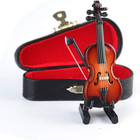 Wooden Miniature Violin With Stand  Bow And Case Mini Violin Musical Instrume   