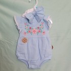 Baby Essentials Girls 6m 2pc Muslin Cotton Floral Romper Short Sleeve Snap 2 Pk
