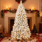 6 Ft Prelit Snow Flocked Artificial Christmas Tree With 300 Warm White Lights