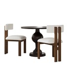 3-piece Dining Set  2 Upholstered Chairs   Round Table  White brown