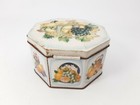 Vintage - Made In England Hinged Pressed Tin Storage Box Container Fruit Theme