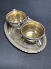Vintage Mid-century Art Deco Wmf G Silver Plated Creamer Sugar Bowl   Tray