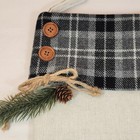 Personalization Mall Gray Plaid Evergreen Accent Tag Rustic Christmas Stocking