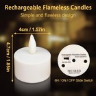 6 Pcs Rechargeable Tea Lights Flameless Led Candles Remote Timer Flickering