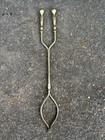 Vintage Mcm Solid Brass Gold Color 4 Pc Fireplace Tool Set - No Stand
