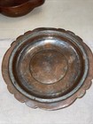Vintage Antique Middle Eastern Round Copper Tinned Hand Hammered Tray 8 25 