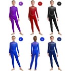 Kids Girls Long Sleeve Figure Skating Jumpsuit Ballet Dance Leotard Unitard Set