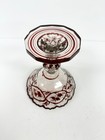 Antique Bohemian Glass Cut Enameled Compote Ruby Gold Decoration