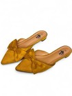 Trendy Women   s Yellow Pointed Toe Slip-on Slide Mule Flats Bow Accent 9